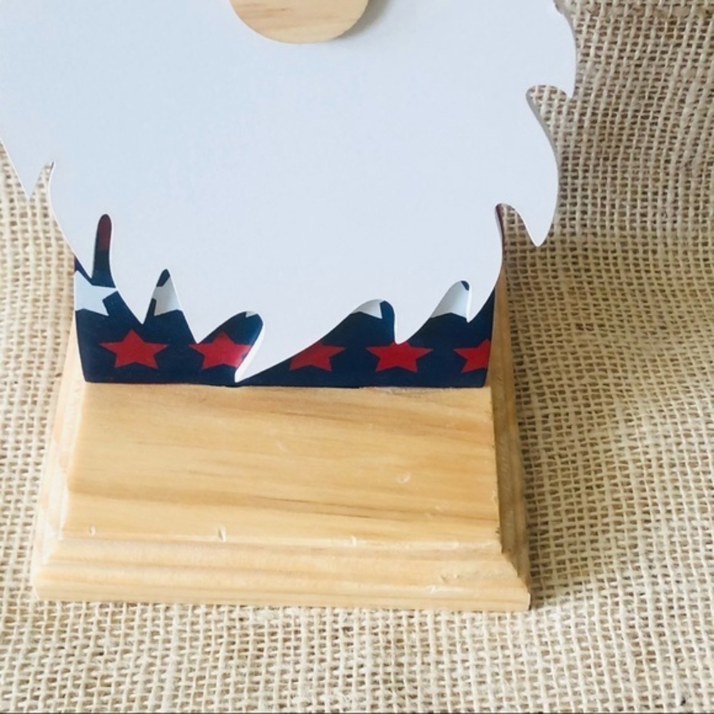 Rae Dunn Patriotic Gnome Red White Blue Wood Shelf Decor 4th July Memorial Day - Picture 4 of 9
